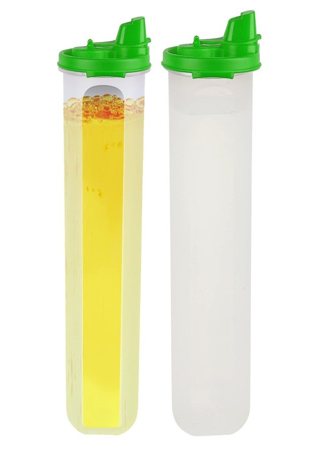 Cutting EDGE Air-Tight & Leak Proof Plastic Oil Pourer - for Vinegar, Sauces, Olive & Refined Oils, Easy Flow, BPA Free, Refrigerator Safe (Green) (Set of 2, 1.1L) - Image 1